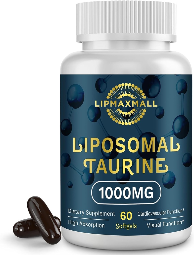 Supplément Taurine Liposomale 1000mg, Acid Amino à haute absorption pour le cœur, Nerve, Cerveau, Visuel (60 Softgels - 1 Pack)