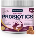 Probiotiques pour chiens - Probiotiques pour chiens pour la santé digestive, prébiotiques, enzymes digestives pour chiens avec citrouille, Oméga-3, Gout de soutien, Immune, Diarrhée, 120 Chews doux