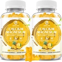 Gommies de magnésium de calcium avec vitamine D3, Gommies de calcium sans sucre pour les femmes hommes, Magnésium de haute puissance pour les os et les muscles et la santé immunitaire, ananas Saveur - 120 Comte