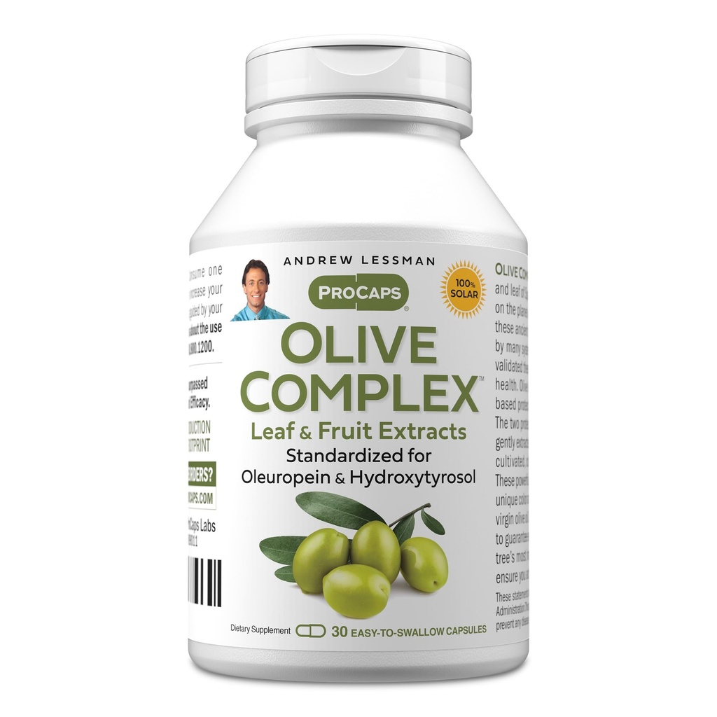 ANDREW MOINSMAN Olive Complex - 30 Capsules - Extraits de feuilles et de fruits. Standardisé pour Oleuropein et Hydroxytyrosol pour soutenir la santé cardiovasculaire et immunitaire. Petites capsules faciles à avaler