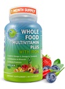 Multivitamine quotidienne de la nourriture entière végane avec fer, multivitamine méthylée pour les femmes et les hommes, faite avec des fruits et légumes, complexe B, probiotiques, enzymes, CoQ10, Omégas, curcuma, non-OGM, 90 Compte