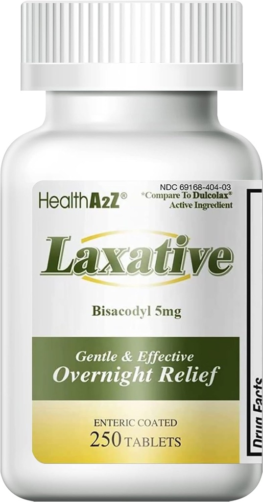 SantéA2Z Bisacodyl laxatif 5mg , 250 comtes , un soulagement doux et rapide pour la constipation