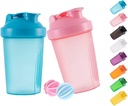 Bouteille de shaker Protein Shakes et 16-Ounce/400ML Bouteille de shaker avec boules de fouet, plastique non-BPA(Blue+Pink(2PCS))