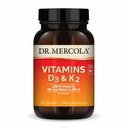 Dr Mercola Vitamines D3 & K2 Supplément diététique, 90 portions (90 capsules), soutient la santé cardiaque, le soutien immunitaire, non OGM, sans soja, sans gluten
