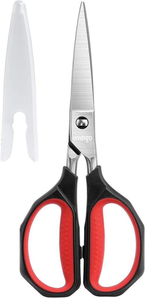 LIVINGO Kitchen Shears Lourde Serviette : Ciseaux de cuisson Lave-vaisselle Coffre-fort Venez à l'extérieur Sharp Forged Inox Lame Utilitaire Nourriture Tous les usages pour couper des os de viande de poulet de volaille Légume, 8,5 pouces