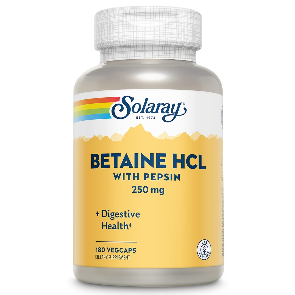 Solaray - HCl avec Pepsin - 250 mg - 180 capsules