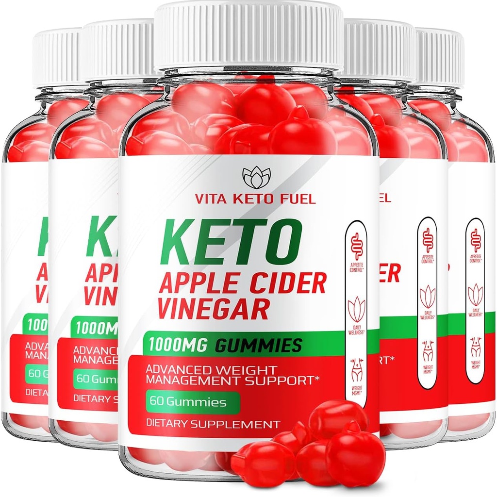 (5 Pack) Vita Keto Carburant Gommies de vinaigre de cidre de pomme - Formule avancée Vita Carburant Keto + Gommies de vinaigre de cidre de pomme Vinegar Vita Keto Carburant Supplément alimentaire de vinaigre de cidre de pomme Avis Hommes Femmes (300 Gommies)