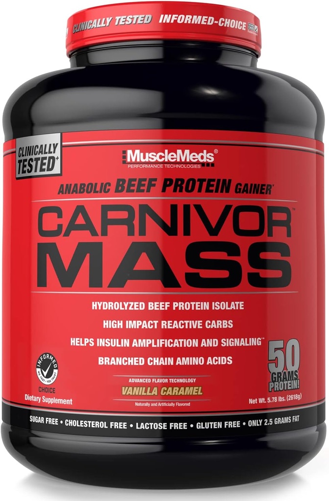 MuscleMeds Carnivor Mass Diet Supplément, Vanilla Caramel, 5,78 livres (002658)