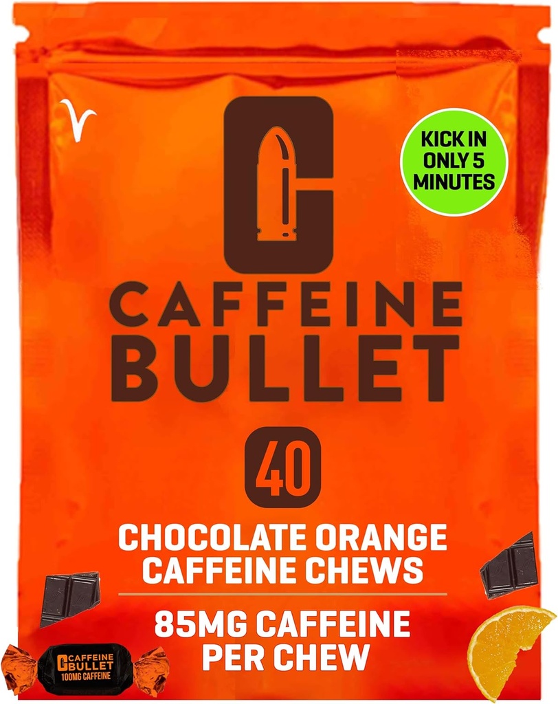 Caffeine Bullet Energy Chews - Chocolate Orange. 40 * 85mg - Plus rapide Kick Than Pills, Gels et Gum. Sport Science pour la course, le cyclisme, le jeu et un avant entraînement Endurance Boost.