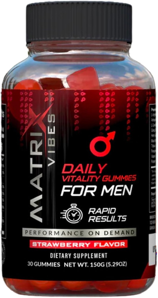 Gummies quotidiennes de vitalité pour les hommes - Soutien au bien-être holistique - enrichi en adaptogène - Delicious Strawberry Flavor - 30 jours