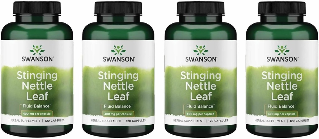 Swanson Stinging Nettle Leaf (Urtica Dioica) - Supplément à base de plantes favorisant le traitement urinaire et le soutien de la santé respiratoire - Peut soutenir un équilibre fluidique sain - (120 capsules) (4 pack)