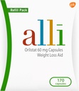 alli Diet Supplément perte de poids pilules, Orlistat 60mg Capsules, 170 Compte