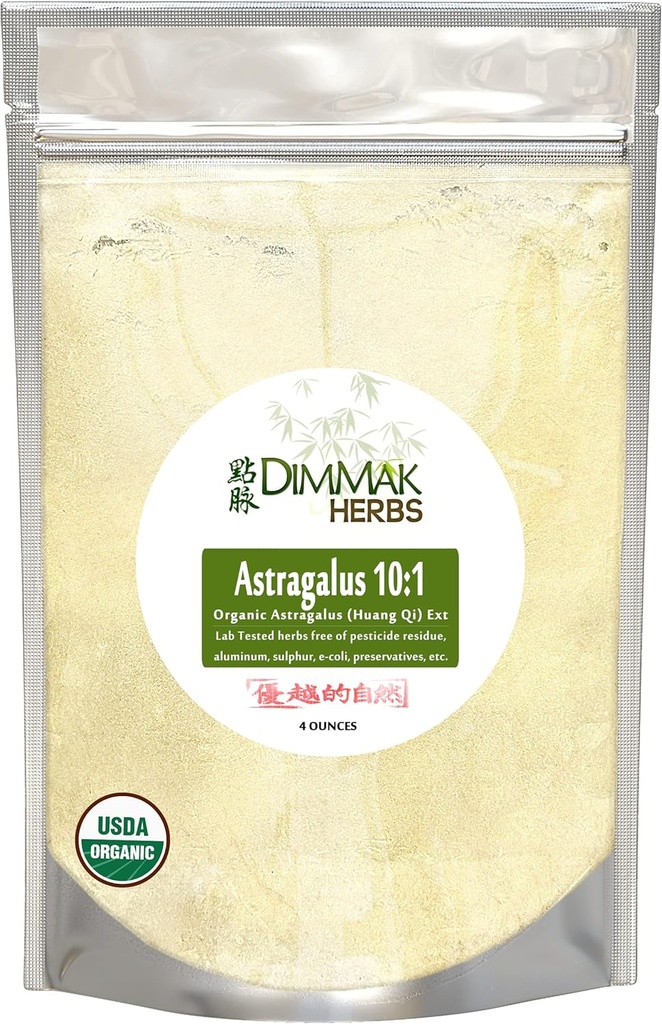 Organic Astragalus 10:1 Extract Powder | Huang Qi Concentrate Granules | Lab Tested, USDA Organic 4oz / 112g by Dimmak Herbs