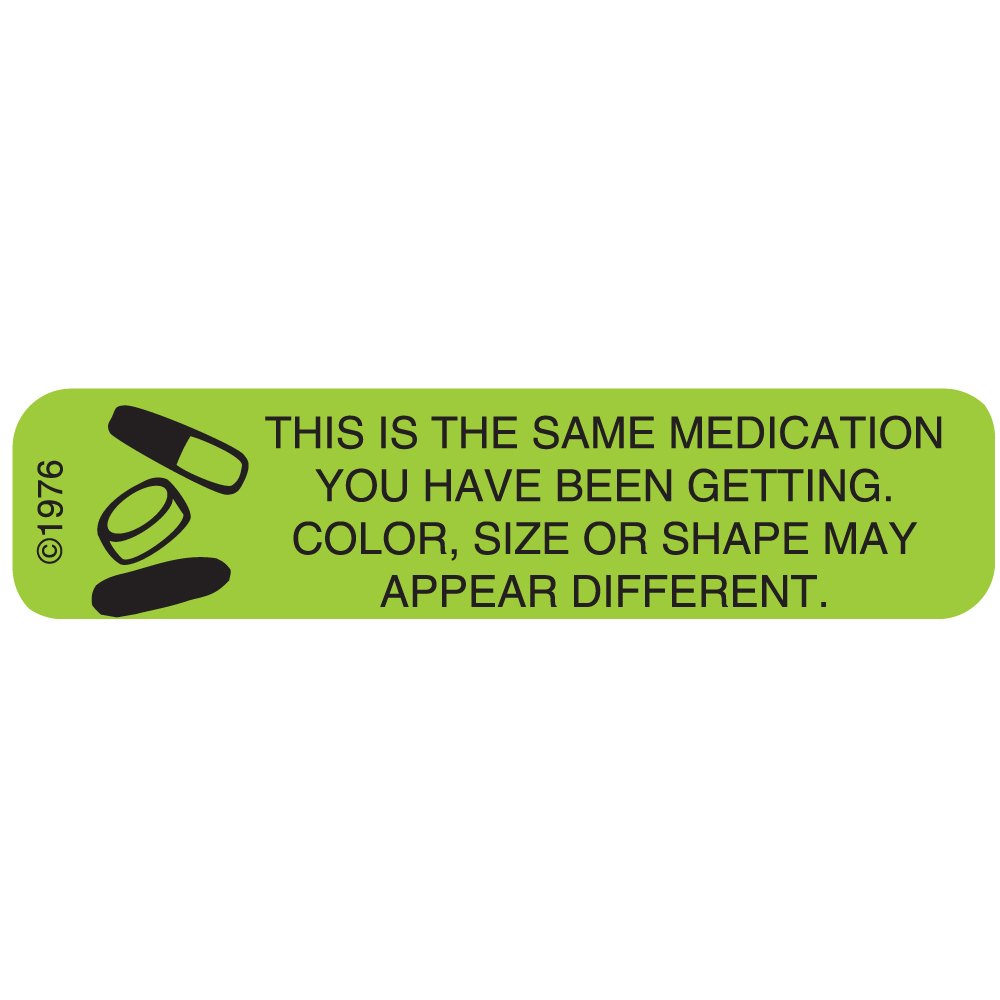 1-61G "Color Size Shape" Permanent Paper Label, 1 9/16" x 3/8", Green, Pack of 1000
