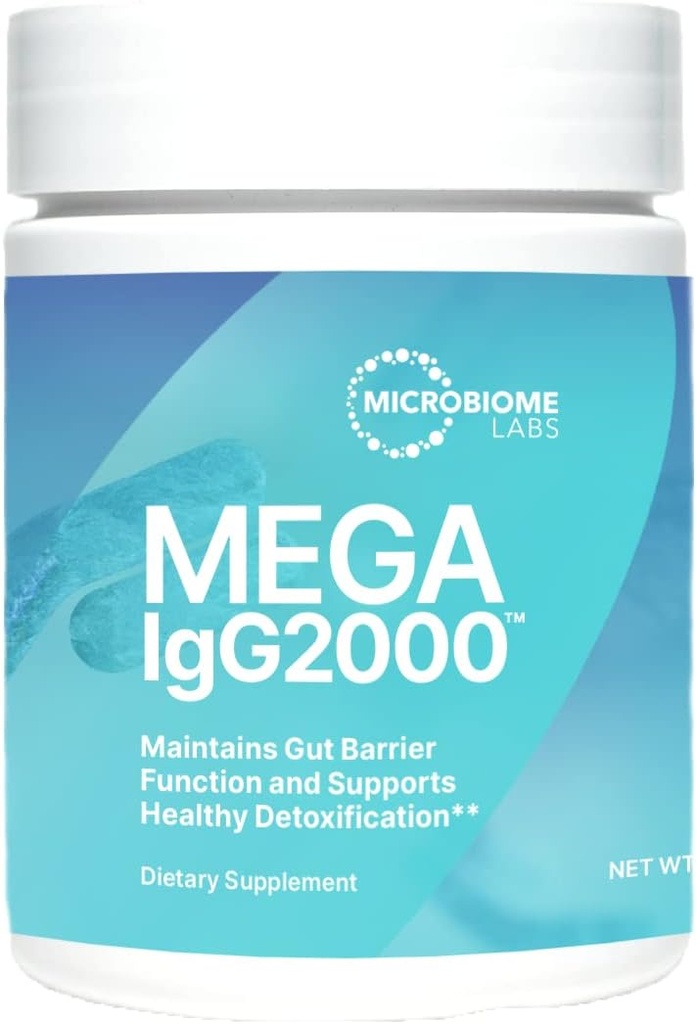 Microbiome Labs Mega IgG2000 Gut Health Powder for Women, Men & Kids 2+ - Supplément IgG Immunoglobuline pour le soutien de la santé digestive - Supplément Bovine Colostrum sans lait (2.1 Ounces)