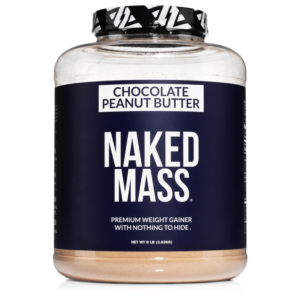 NAKED Chocolate Peanut Butter Mass - 1 280 Calories, 50G Protéines, Rien d'artificiel. Toute la poudre naturelle de protéines gaineuses - 8Lb en vrac, sans OGM, sans gluten et sans soja