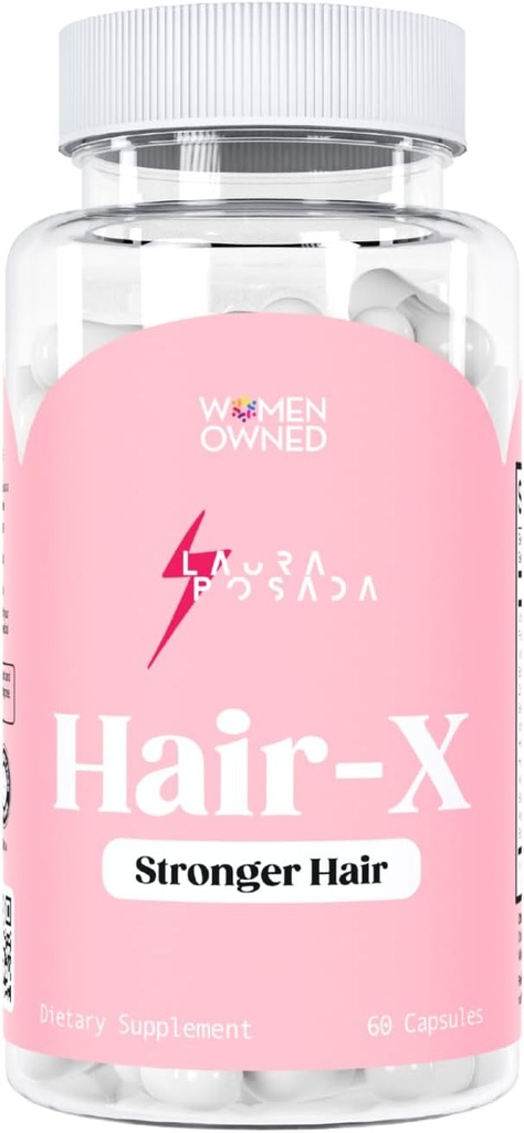 Laura Posada femmes cheveux-X suppléments de renforcement des cheveux avancé pour visiblement épaississant, la croissance des cheveux plus forte avec la vitamine C, B12 - Non-GMO 60 compte 100% naturel Fabriqué aux États-Unis