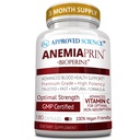 Science approuvée Anemiaprin - Fer absorbant, vitamine C - Douce sur l'estomac - 180 capsules - 3 mois d'approvisionnement - Non-OGM, végétalien