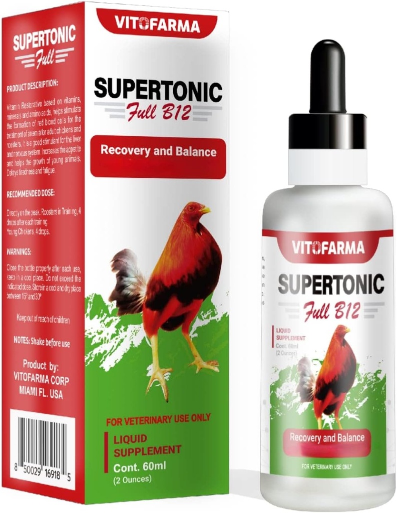 Supertonic Full B12 pour Rooster - Multivitamine boosters pour Roosters, Récupération de Vitamine Liquide 60ml