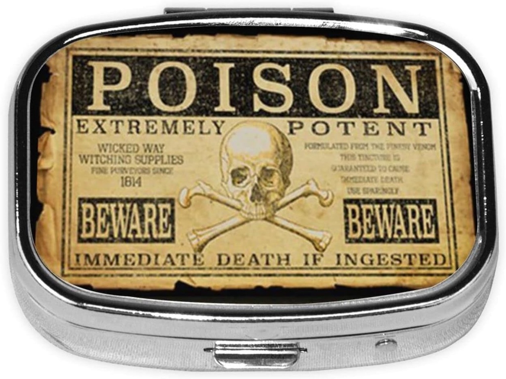 Metal 2 Compartiment Pill Organizer Travel Friendly Portable Compact Pill Box Cute Pill Case, pour les portefeuilles de poche Médecine Portable Tripotat Vitamine (Extremement Potent)