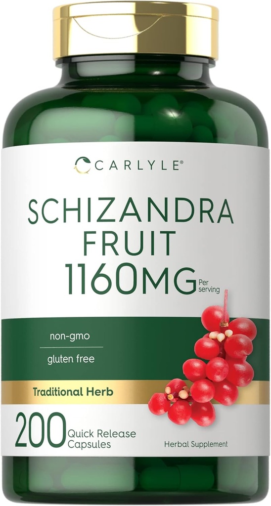 Carlyle Schisandra Supplément 1160 mg , 200 Capsules , Extrait de fruits de baie , sans OGM et sans gluten