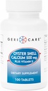 GeriCare Oyster Shell Calcium 500mg + Vitamine D, Santé des os, Comprimés de supplément nutritionnel, 100 Nombre (paquet de 1)