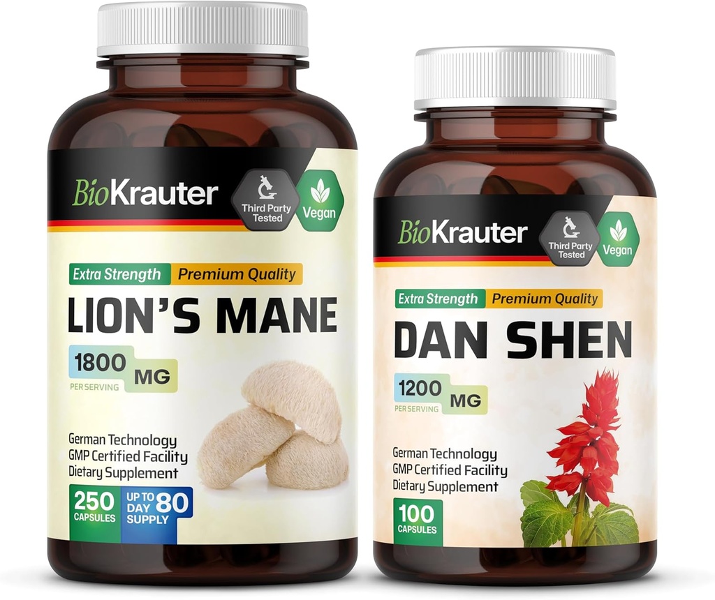 BIO KRAUTER Lion.S Mane 250 Capsules & Dan Shen 100 Capsules