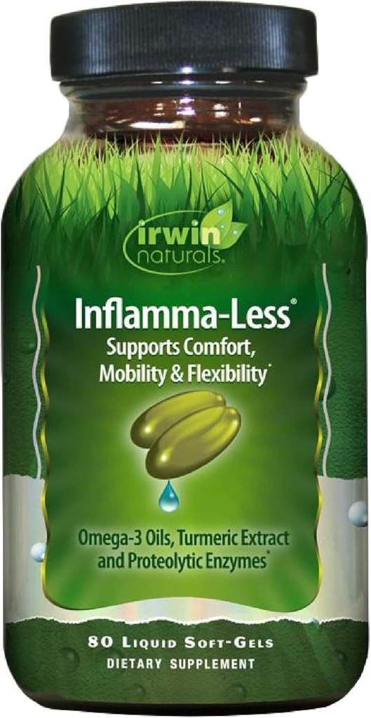 Irwin Naturals Inflamma-moins, favorise le confort, la mobilité et la flexibilité, 80 Softgels liquides
