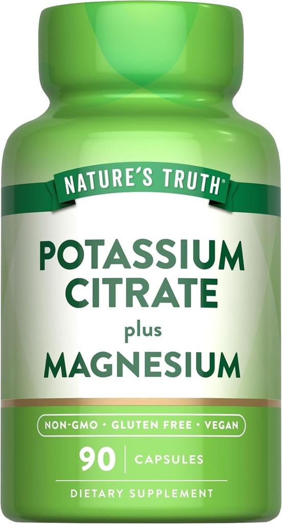La vérité de la nature Potassium Citrate de magnésium Capsules de Citrate de 90 Count, sans OGM et sans gluten