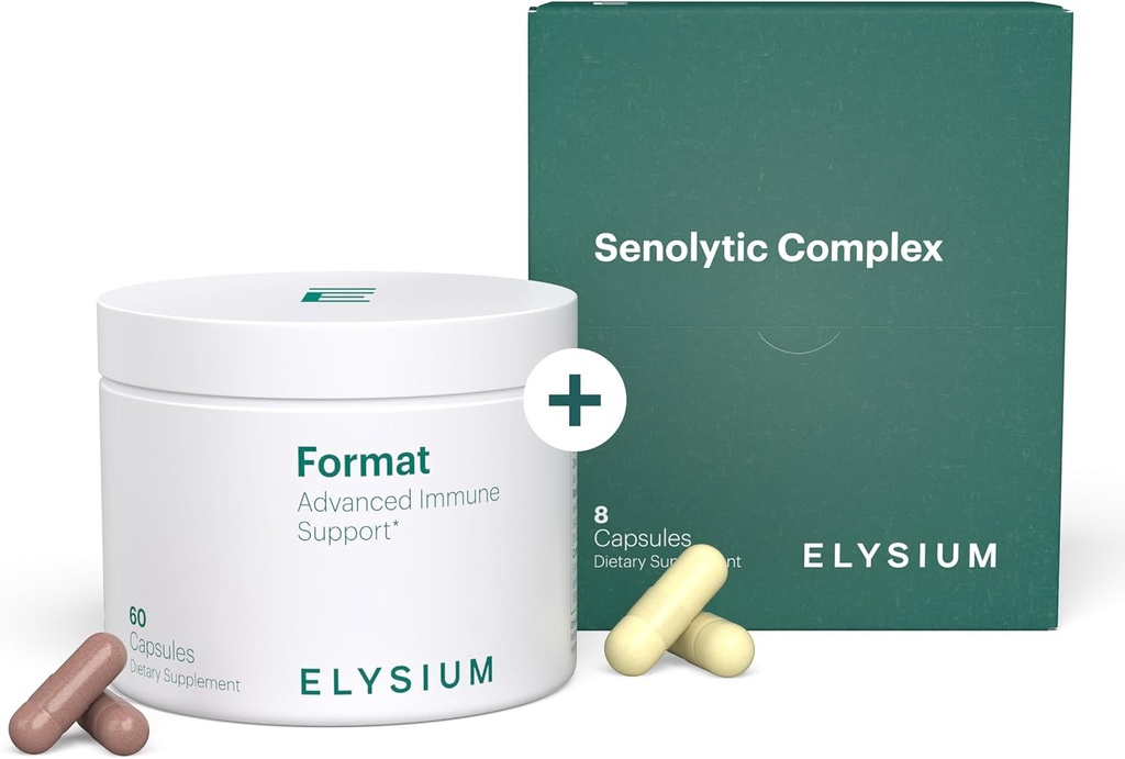 ELYSIUM Format Supplément de soutien immunitaire - Supplément vitamine C, soutien immunitaire, défense immunitaire, soutien immunitaire complexe sénolytique intermittent pour adultes, complément immunitaire complet - 60ct