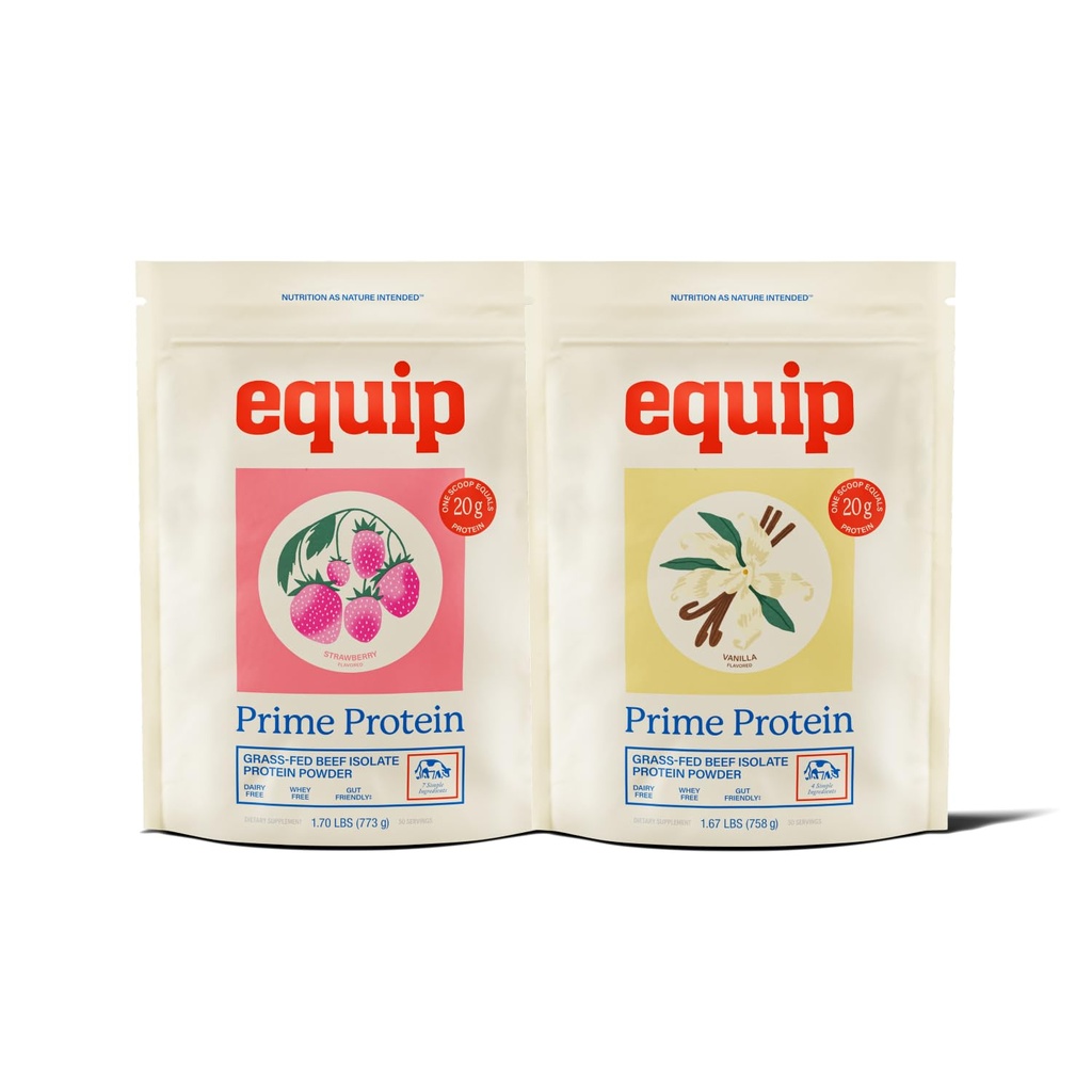 Equip Foods Poudre de protéines primaires Fraise et poudre de protéines primaires Vanille
