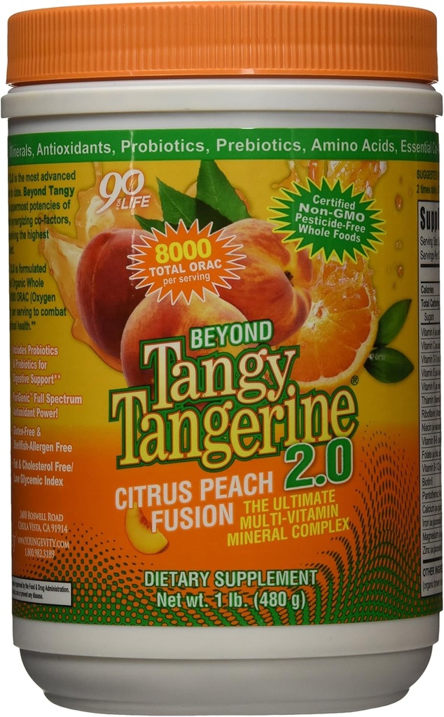 Youngevity Beyond Tangerine 2.0 Citrus Peach Fusion Multi-Vitamine & Complexe Minéral - Fabriqué avec des aliments naturels et entiers