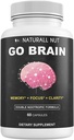 Go Cerveau Double Formule Nootropique, Suppléments Cerveau pour la Mémoire et Vitamines Focus, Ginkgo Biloba, Supplément Dmae, Supplément Bacopa Monnieri, Vitamines Mémoire Cerveau pour les femmes et les hommes