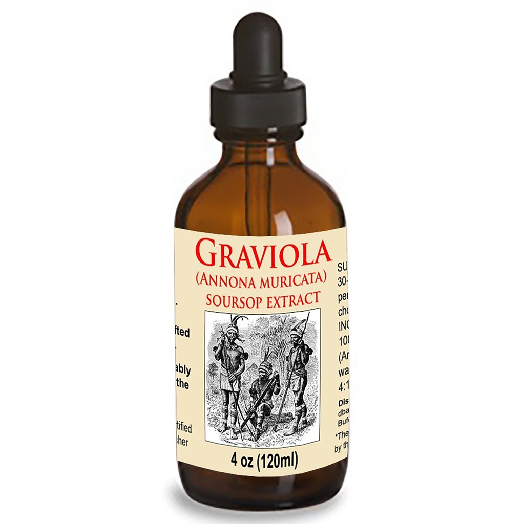 Extrait de sourcils liquides de Graviola biologique 4 oz Teinture de fabrication sauvage (Annona Muricata) : Immune System Booster (4oz)