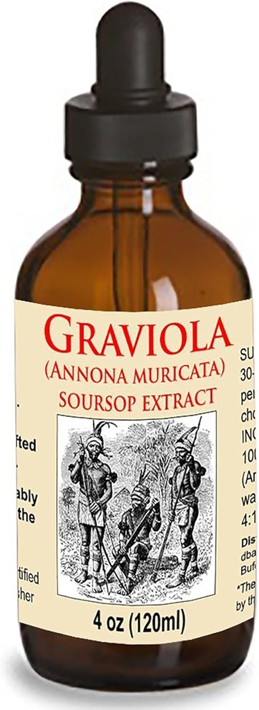 Extrait de sourcils liquides de Graviola biologique 4 oz Teinture de fabrication sauvage (Annona Muricata) : Immune System Booster (4oz)