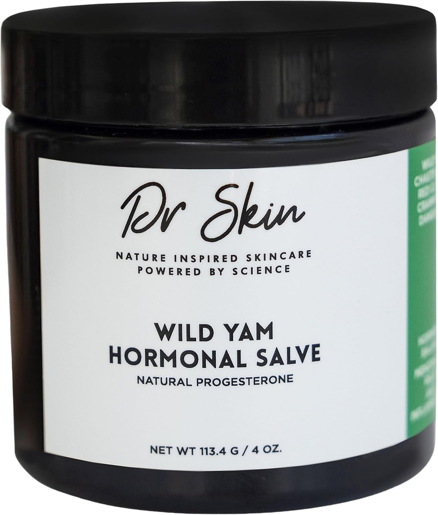 Dr. Skin Wild Yam Crème pour Hormone Balance 4 oz 100% bio ménopause naturelle et support périménopause, crème à base de plantes pour les femmes PMS, Flashs chauds, Swings d'humeur, Sueurs de nuit, Crampes de soulagement