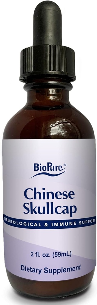 BioPure Chinese Skullcap Teinture à base de plantes – Extrait botanique Potentiel Riche en flavonoïdes bioactifs qui soutiennent la neurologie, l'Immune, la circulation, l'équilibre du microbiome et le bien-être complet – 2 fl oz