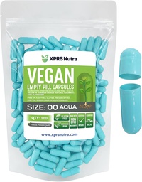 XPRS Nutra Taille 00 Capsules vides - 100 Compte Capsules vides de végétalien - Pilules vides végétariennes - Bricolage Capsule végétale Remplissage- Caps de pilules végétariennes (Aqua)