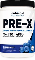 Nutricost Pre-X Xtreme Pre-Workout Powder Complex, Blue Raspberry, 30 Servings, Vegetarian, Non-GMO and Gluten Free