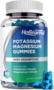 Gommies de magnésium potassique, Citrate de potassium à forte absorption 99mg Citrate de magnésium 180mg, Suppléments gommy à croquer pour les crampes et les muscles, 60 Nombre