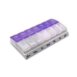 Dose faible hebdomadaire (7 jours) Cas de pilules quotidiennes, planificateur de médicaments, organisateur de vitamines, 2 fois par jour AM/PM, petits compartiments pop-out, arthrite amicale, facile à utiliser, nacré et lavande Lids, sans BPA
