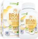 Supplément Nootropique naturel booster le cerveau - Améliorer la concentration, la mémoire, la clarté, l'énergie et réduire l'oubli anti-âge pour les femmes hommes, Guarana, Ginseng, Rhodiola Extrait Vegan 90 Capsules