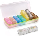 Pill Boxes and Organizer 2 fois par jour, Pill Organizer 2 fois par jour, Weekly Organizer, Travel Pill Organizer Case for Vitamines, Fish Oils+ 2 Détachable Cute Pill Organizer (White)