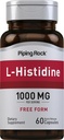 Piping Rock L-Histidine 1000 mg de 60 gélules Supplément de forme libre