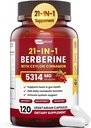 21-in-1 Berberine Supplement with Ceylon Cinnamon - 1500mg Organic Berberine HCL Phytosome, 5X Higher Absorption for Metabolism Support 100 Capsules