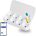 DEFI Smart Pillbox, Large, 8 Fentes, Pill Organizer, Portable, Bluetooth, Facile à utiliser, Selfcare, avec Alarme, Son & Lumière, Daily, Compact Medicine Holder pour les vitamines, Suppléments, application de rappel gratuit.