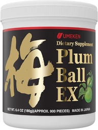 Umeken Plum Ball EX, Concentrated Extract with Antioxidants, Citric Acid and Mumefural, Daily Supplement, Japanese Green Plum Extract, 3 Month Supply, 6.4oz, 180g Bottle, Pack of 1