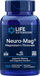 Prolongation de vie Neuro-Mag Magnésium L-Thréonate, 150 Capsules végétariennes, Supplément de Magtéine pour les femmes et les hommes