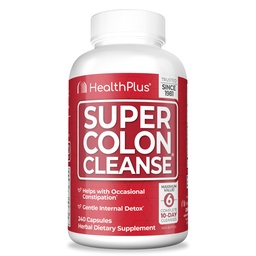 Health Plus Super Colon Cleanse 60 Day Supply of Gentle Gut Cleanse Detox, Psyllium Husk, Probiotics for Constipation Relief & Digestive Support, 240 Capsules