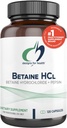 Conceptions pour la santé Betaine HCl avec Pepsin - 750mg Bétaine chlorhydrate + protéine enzymatique digestive - Non-OGM Supplément pour soutenir la fonction digestive (120 capsules)